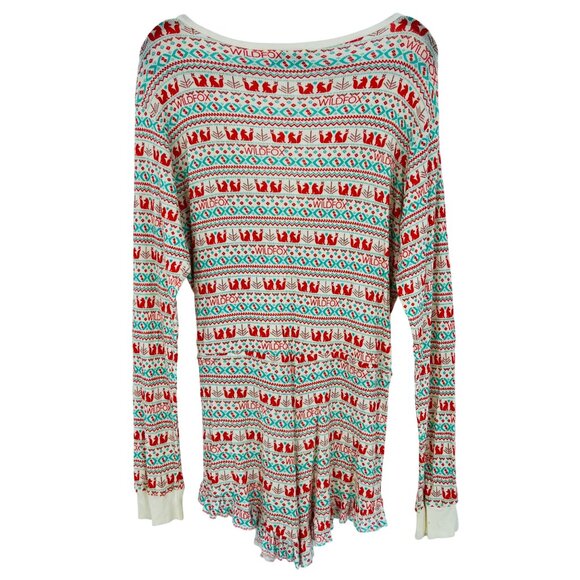 Wildfox Long Sleeve Snap-Button Front Waist-Tie Ruffled Shorts Romper Playsuit L - Picture 14 of 16